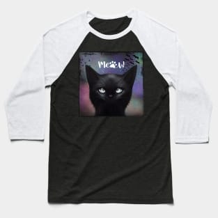 COOL BLACK CAT- MEOW Baseball T-Shirt